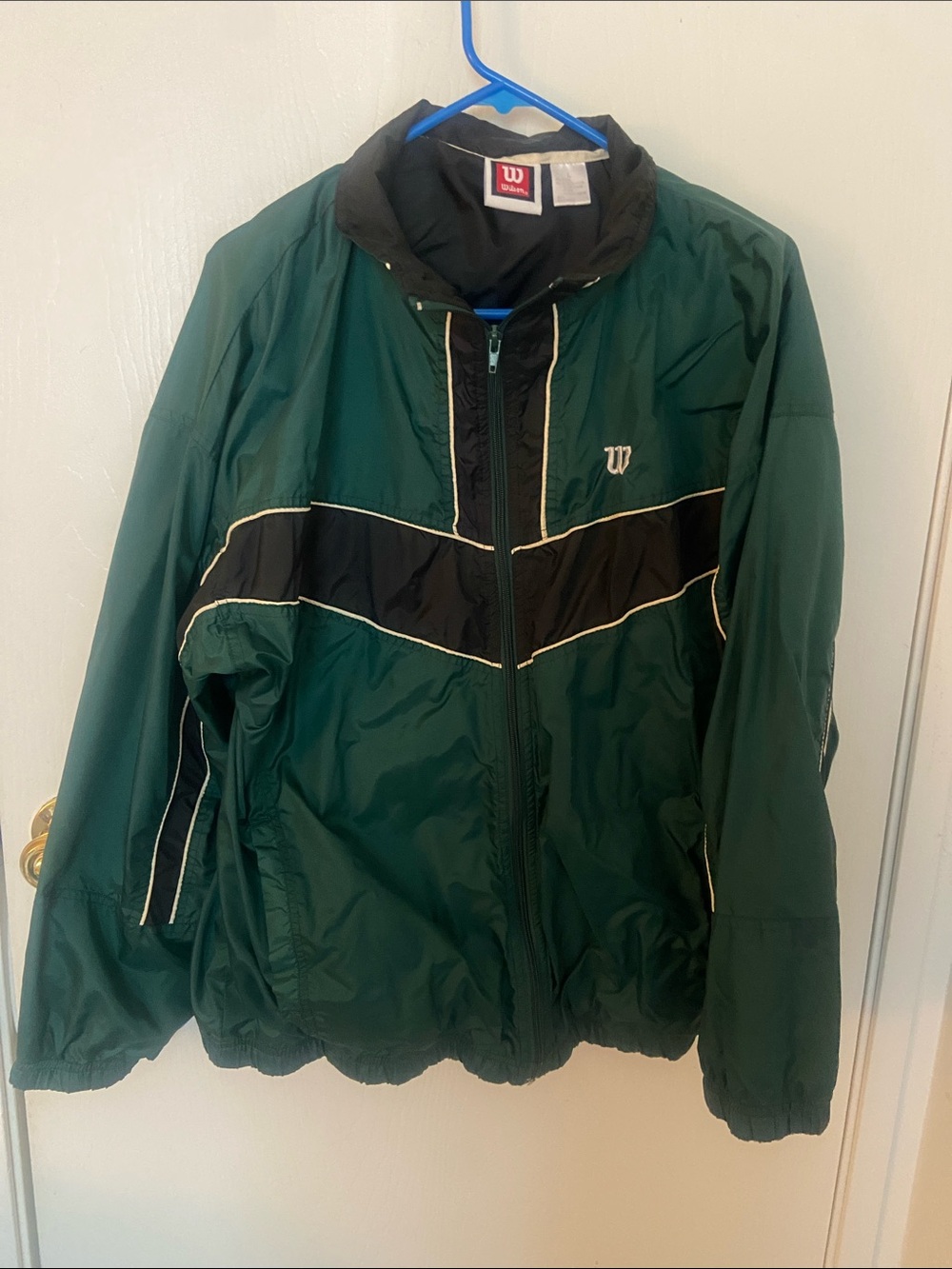 Wilson Men's Forest Green and Black Windbreaker with Gold Piping